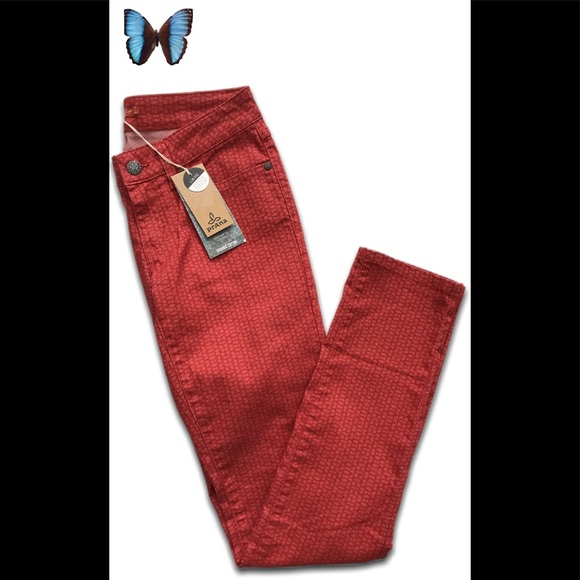 🔥Prana🔥 SZ 0 NWT Skinny Red Organic Cotton Pant - Picture 1 of 7